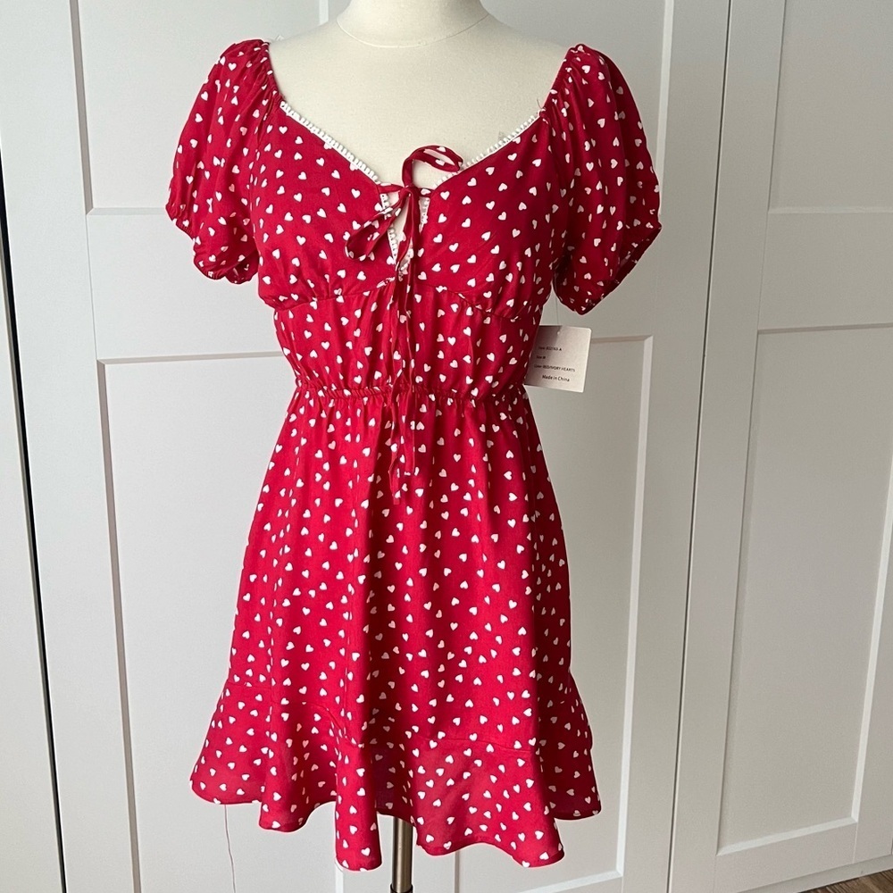 PASSPORT White Hearts Mini Dress sz. L - Juniors